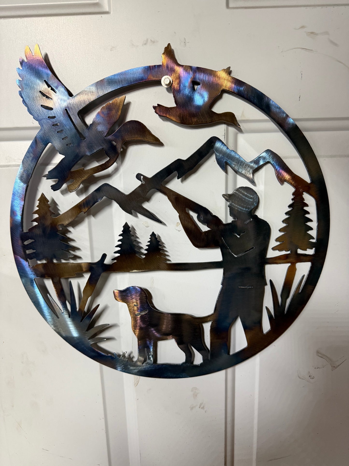 Duck Hunting Scene metal sign