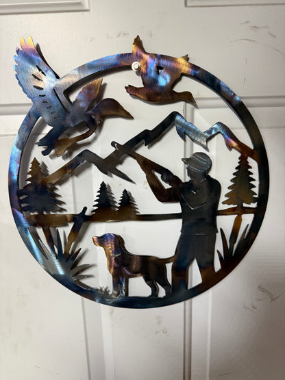 Duck Hunting Scene metal sign