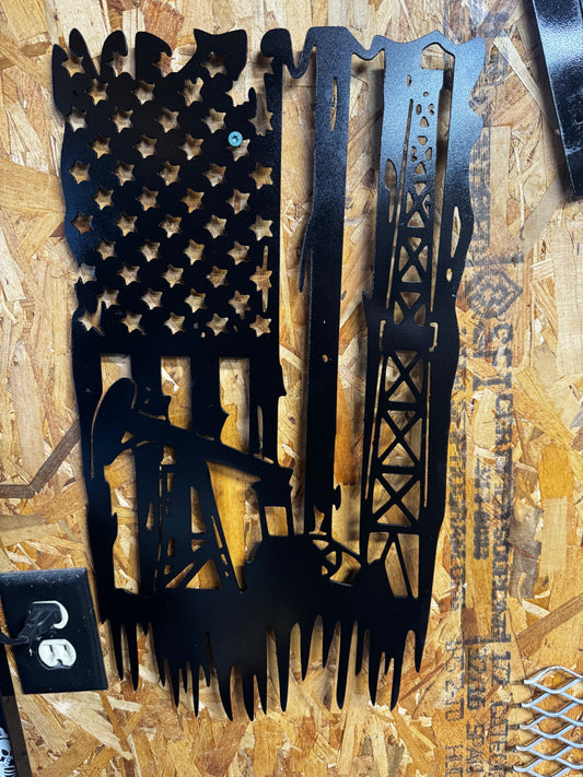 Oilfield American Flag Sign